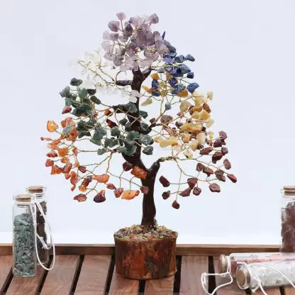 Seven Chakra Crystals Bonsai Money Tree Decorative Showpiece 22cm